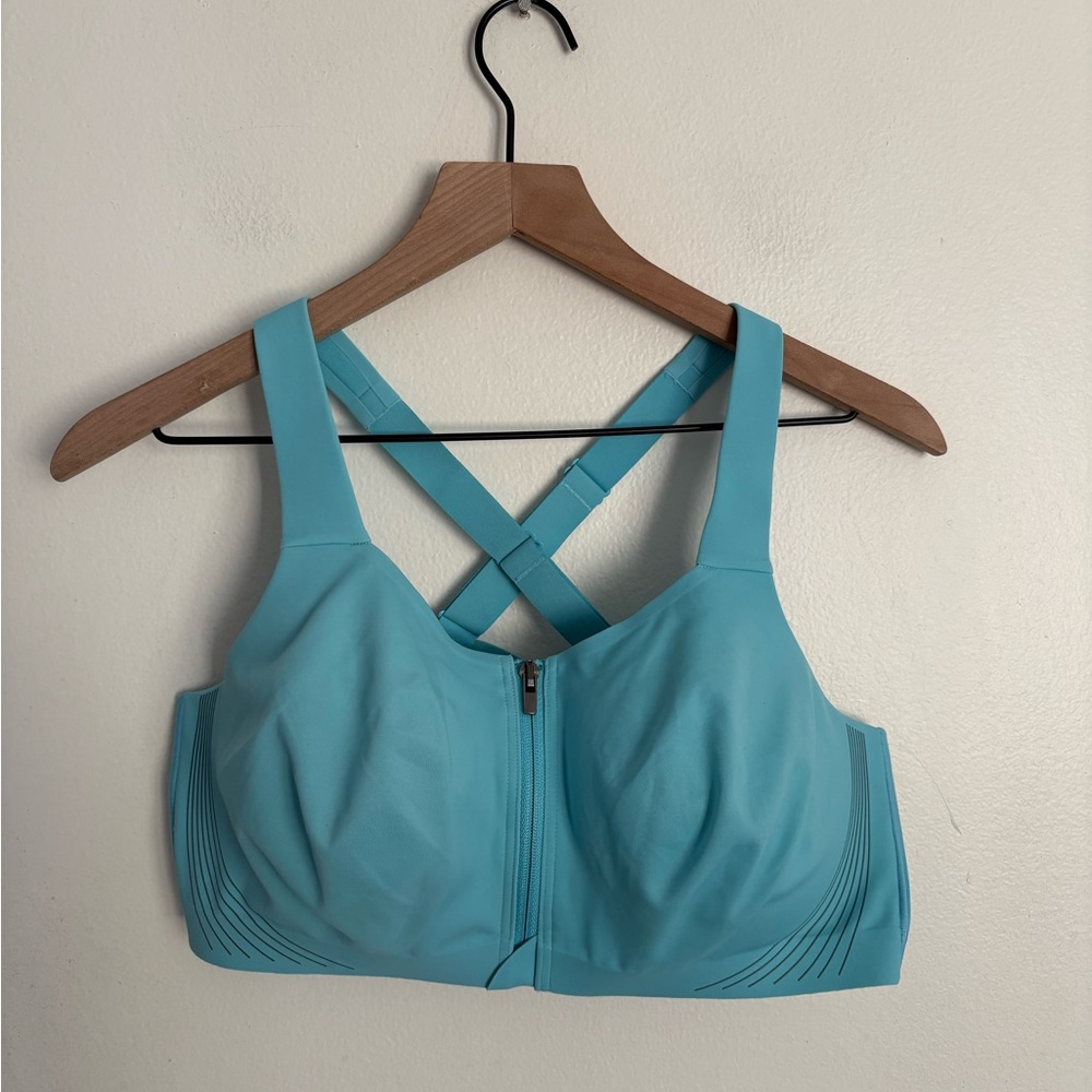 VSX Knockout™ Front-Close Athletic Sports Bra Turquoise Oasis Women 38D NWOT AC - Picture 2 of 9